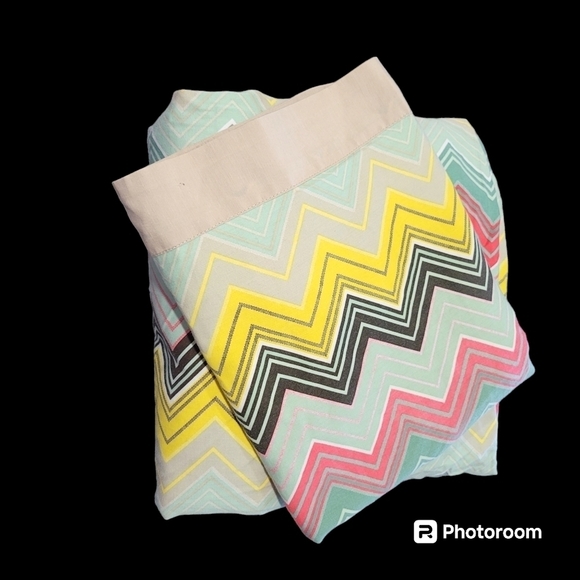 Queen Duvet Cover with 2 King Shams Zig Zag Colorful Bedding Set - Picture 1 of 5